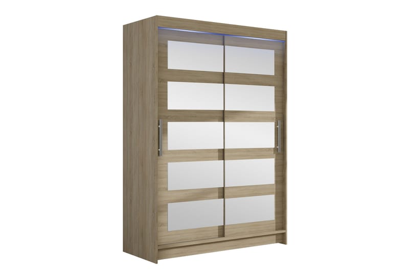 Estella Garderobe med Speil 120x200 cm - Beige - Oppbevaring - Klesoppbevaring - Garderober & garderobesystem