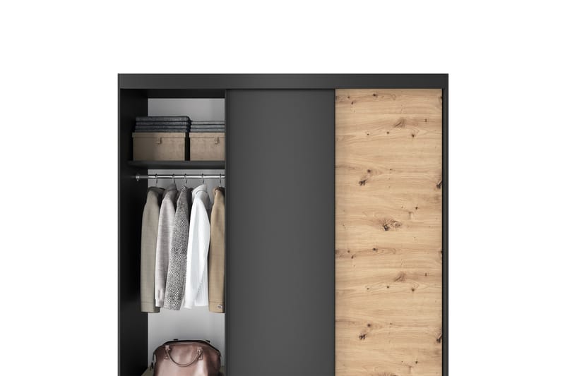 Esville Garderobe 120x220 cm - Brun - Oppbevaring - Klesoppbevaring - Garderober & garderobesystem