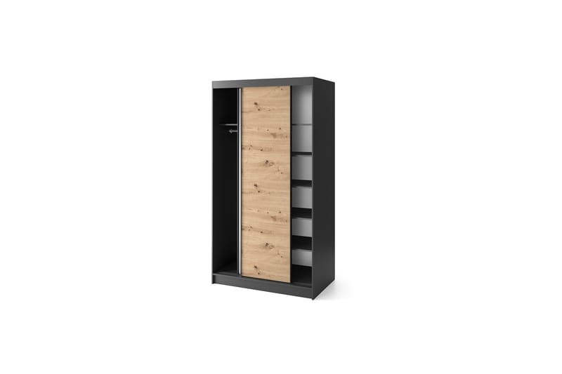 Esville Garderobe med Speil 120x220 cm - Brun - Oppbevaring - Klesoppbevaring - Garderober & garderobesystem