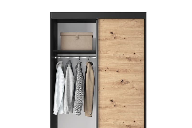 Esville Garderobe med Speil 120x220 cm - Brun - Oppbevaring - Klesoppbevaring - Garderober & garderobesystem