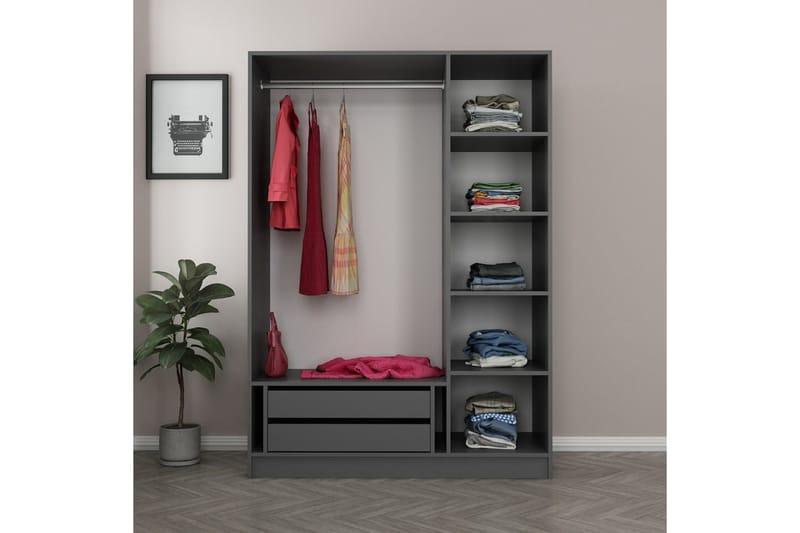 Fruitland Garderobe 135 cm - Antrasitt - Oppbevaring - Klesoppbevaring - Garderober & garderobesystem