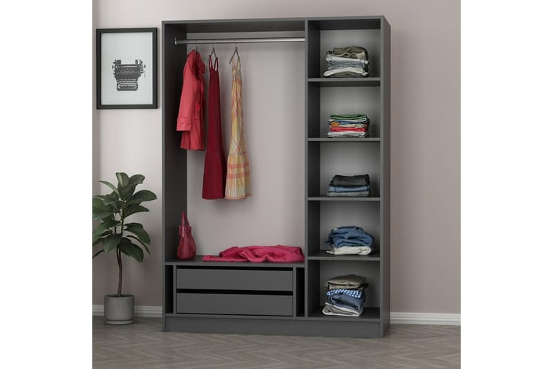 Fruitland Garderobe 135 cm - Antrasitt - Oppbevaring - Klesoppbevaring - Garderober & garderobesystem