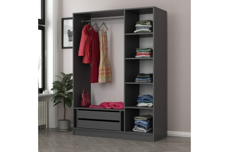 Fruitland Garderobe 135 cm - Antrasitt - Oppbevaring - Klesoppbevaring - Garderober & garderobesystem