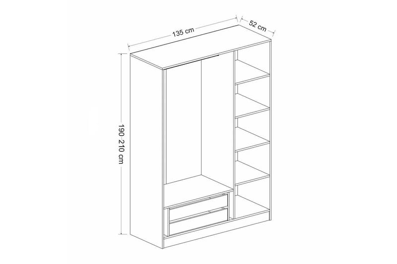 Fruitland Garderobe 135 cm - Antrasitt - Oppbevaring - Klesoppbevaring - Garderober & garderobesystem