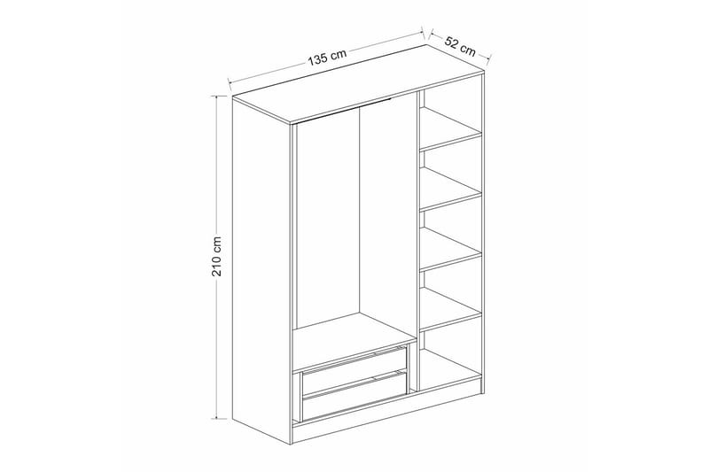 Fruitland Garderobe 135 cm - Eik - Oppbevaring - Klesoppbevaring - Garderober & garderobesystem