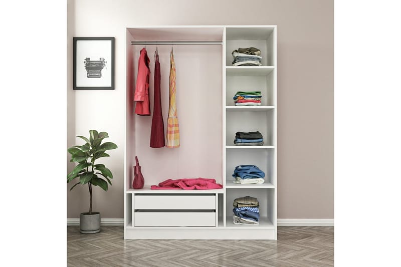 Fruitland Garderobe 135 cm - Hvit - Oppbevaring - Klesoppbevaring - Garderober & garderobesystem