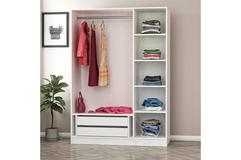 Fruitland Garderobe 135 cm - Hvit - Oppbevaring - Klesoppbevaring - Garderober & garderobesystem