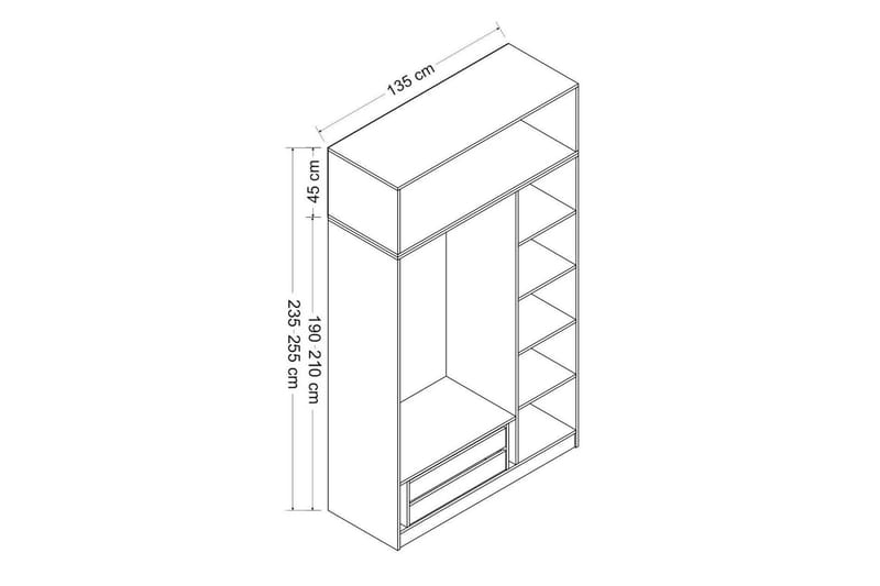 Fruitland Garderobe 135 cm - Hvit - Oppbevaring - Klesoppbevaring - Garderober & garderobesystem