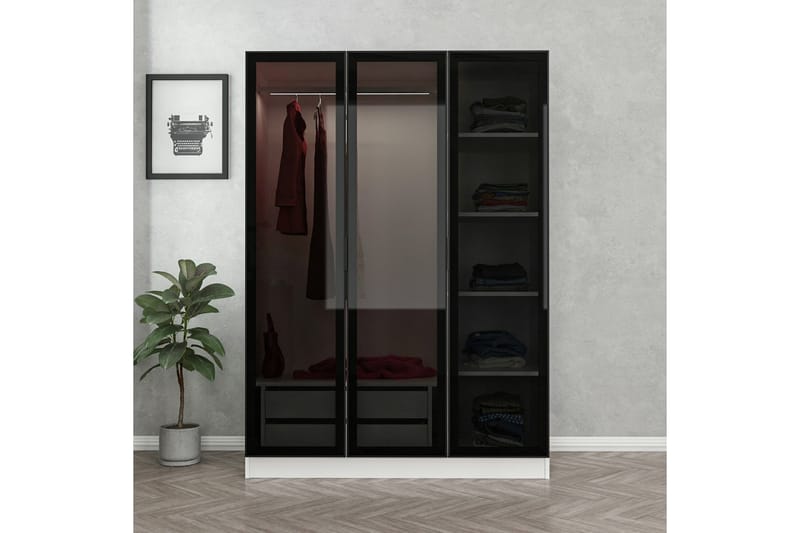 Fruitland Garderobe 135 cm - Svart/Hvit - Oppbevaring - Klesoppbevaring - Garderober & garderobesystem