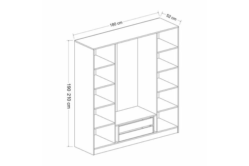 Fruitland Garderobe 180 cm - Antrasitt - Oppbevaring - Klesoppbevaring - Garderober & garderobesystem