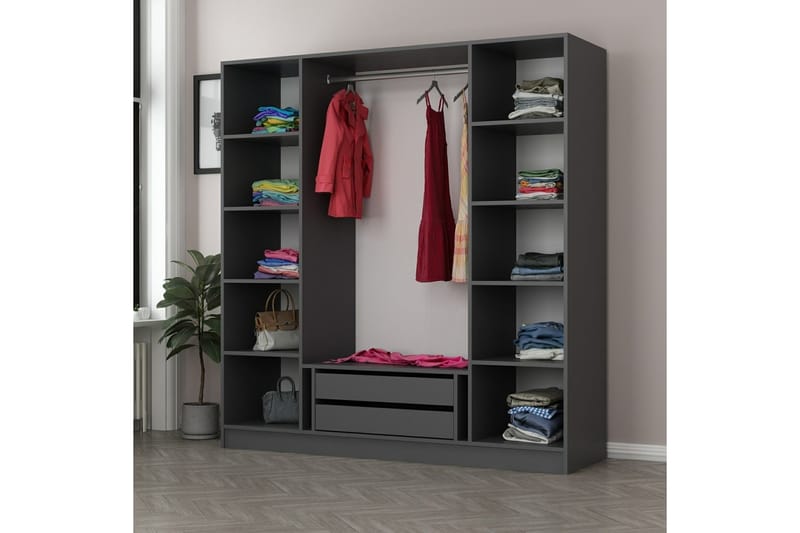 Fruitland Garderobe 180 cm - Antrasitt - Oppbevaring - Klesoppbevaring - Garderober & garderobesystem