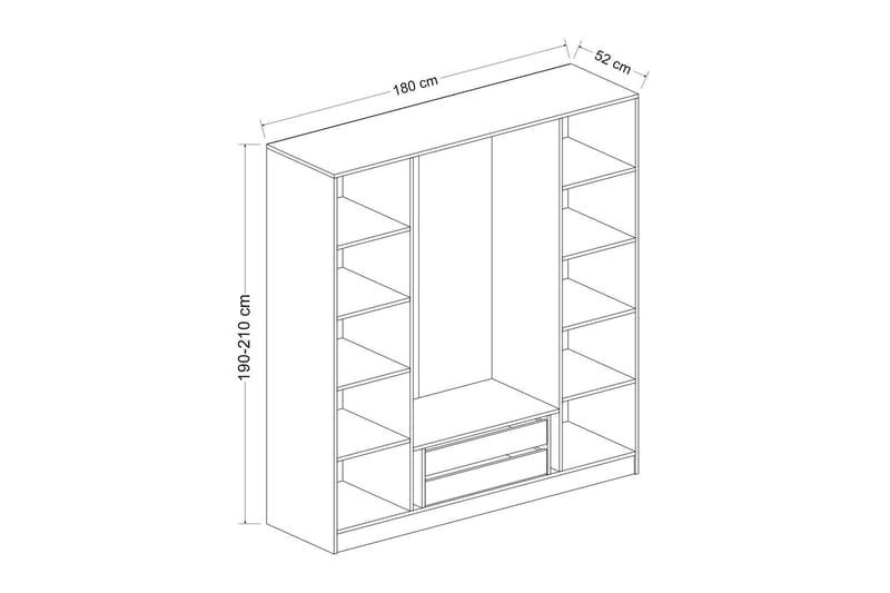 Fruitland Garderobe 180 cm - Antrasitt - Oppbevaring - Klesoppbevaring - Garderober & garderobesystem