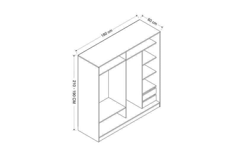 Fruitland Garderobe 180 cm - Antrasitt - Oppbevaring - Klesoppbevaring - Garderober & garderobesystem