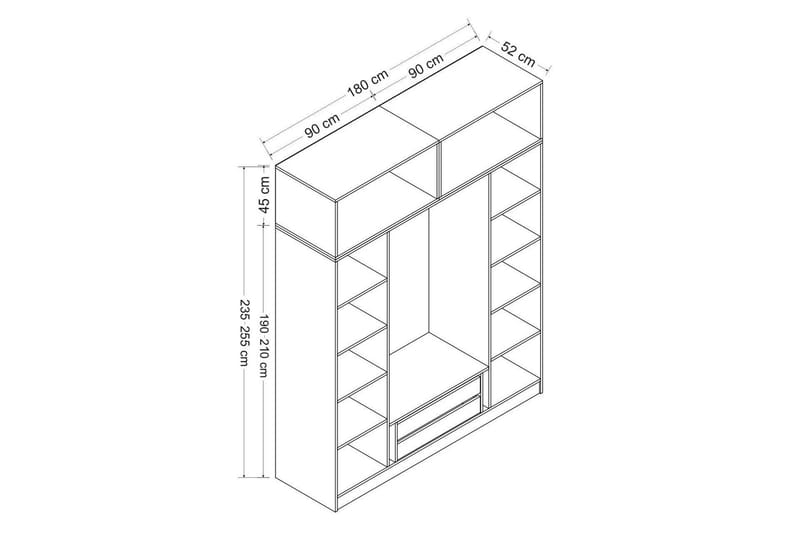 Fruitland Garderobe 180 cm - Antrasitt - Oppbevaring - Klesoppbevaring - Garderober & garderobesystem