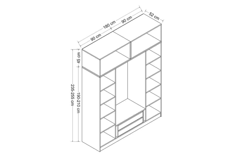 Fruitland Garderobe 180 cm - Antrasitt - Oppbevaring - Klesoppbevaring - Garderober & garderobesystem