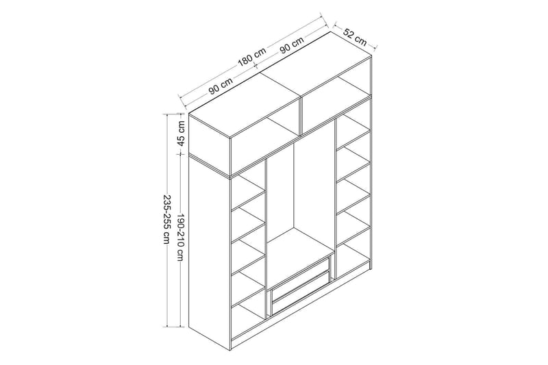 Fruitland Garderobe 180 cm - Antrasitt - Oppbevaring - Klesoppbevaring - Garderober & garderobesystem