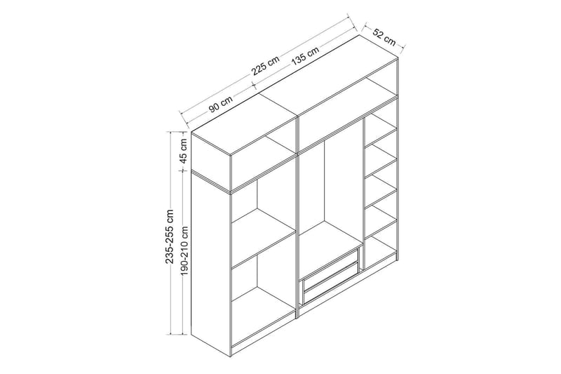 Fruitland Garderobe 180 cm - Hvit - Oppbevaring - Klesoppbevaring - Garderober & garderobesystem