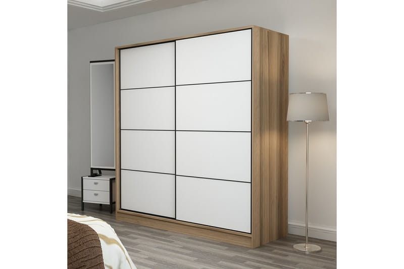 Fruitland Garderobe 180 cm - Hvit/eik - Oppbevaring - Klesoppbevaring - Garderober & garderobesystem