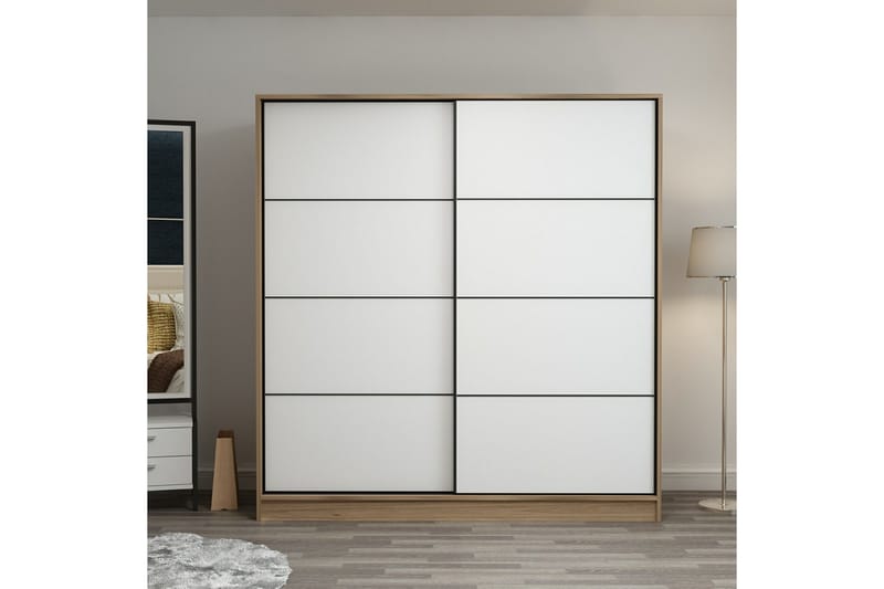 Fruitland Garderobe 180 cm - Hvit/eik - Oppbevaring - Klesoppbevaring - Garderober & garderobesystem