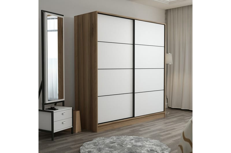 Fruitland Garderobe 180 cm - Hvit/eik - Oppbevaring - Klesoppbevaring - Garderober & garderobesystem