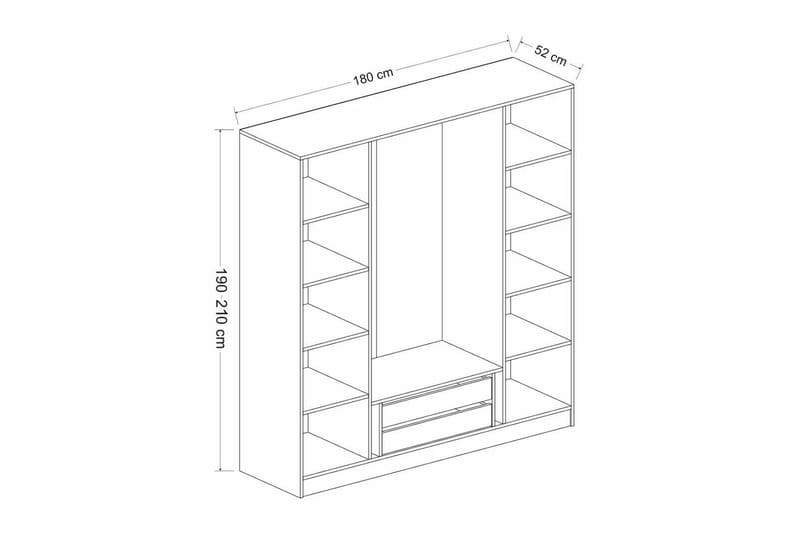 Fruitland Garderobe 180 cm - Valnøtt - Oppbevaring - Klesoppbevaring - Garderober & garderobesystem