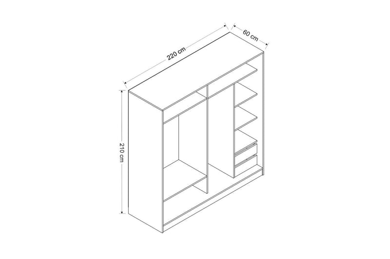 Fruitland Garderobe 220 cm - Antrasitt - Oppbevaring - Klesoppbevaring - Garderober & garderobesystem