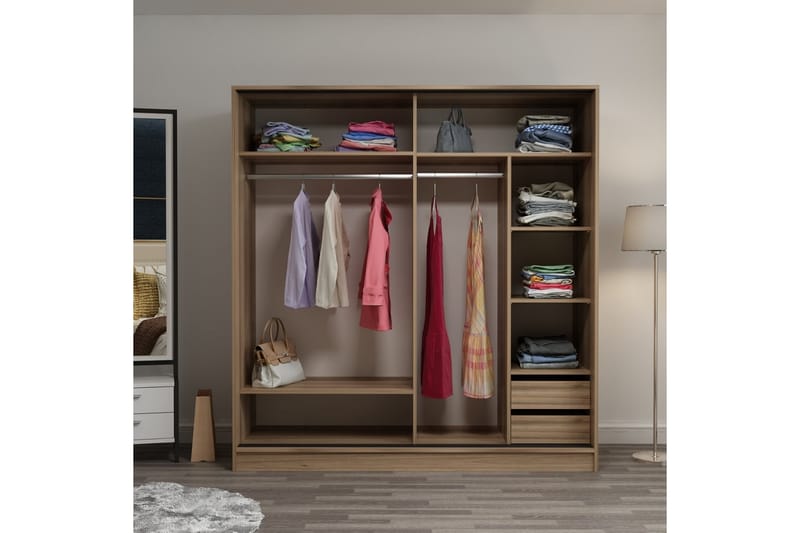 Fruitland Garderobe 220 cm - Brun/Svart - Oppbevaring - Klesoppbevaring - Garderober & garderobesystem