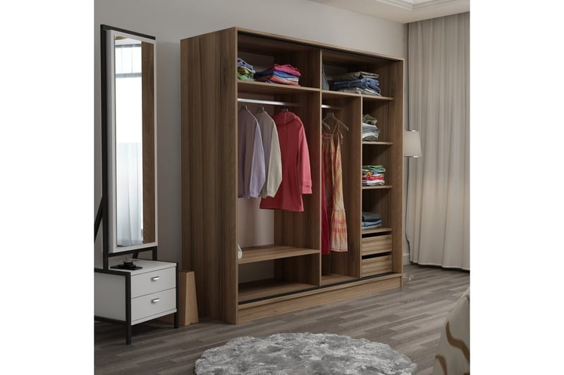 Fruitland Garderobe 220 cm - Brun/Svart - Oppbevaring - Klesoppbevaring - Garderober & garderobesystem