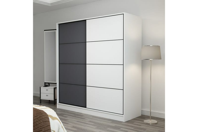 Fruitland Garderobe 220 cm - Grå/Hvit - Oppbevaring - Klesoppbevaring - Garderober & garderobesystem