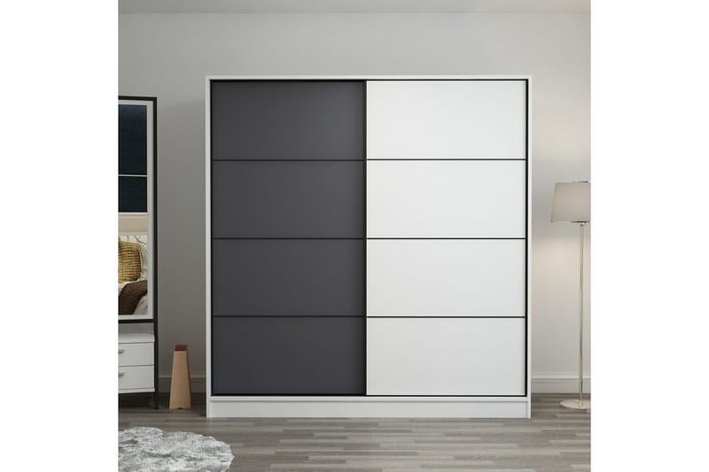 Fruitland Garderobe 220 cm - Grå/Hvit - Oppbevaring - Klesoppbevaring - Garderober & garderobesystem