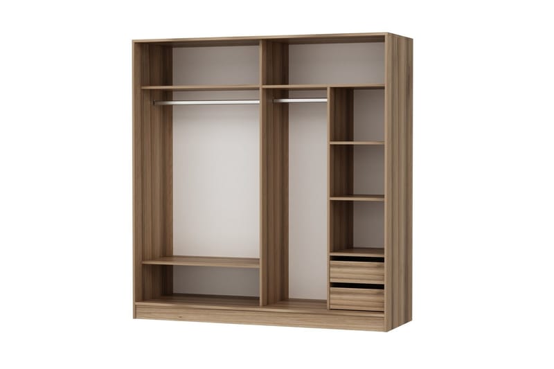 Fruitland Garderobe 220 cm - Hvit / Brun / Eik - Oppbevaring - Klesoppbevaring - Garderober & garderobesystem