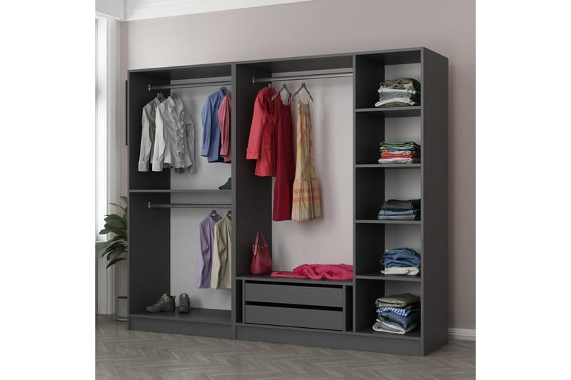 Fruitland Garderobe 225 cm - Antrasitt - Oppbevaring - Klesoppbevaring - Garderober & garderobesystem