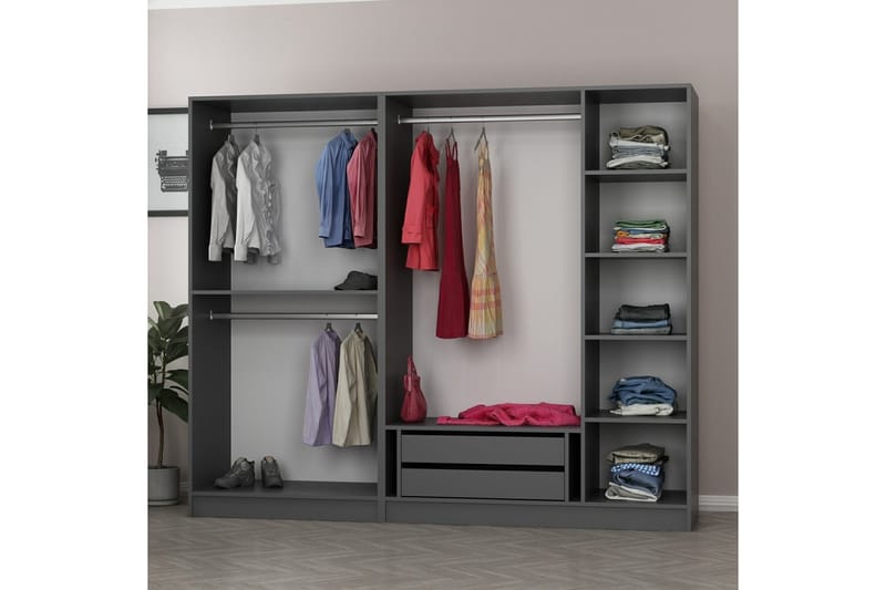 Fruitland Garderobe 225 cm - Antrasitt - Oppbevaring - Klesoppbevaring - Garderober & garderobesystem