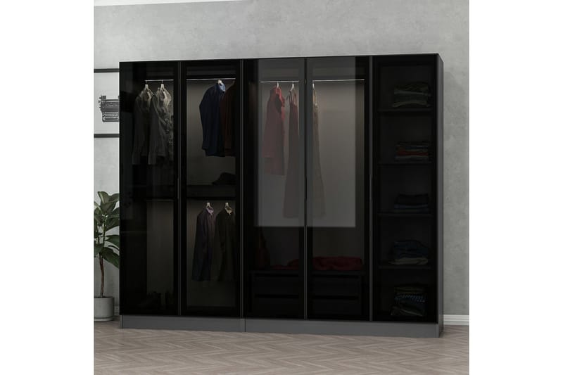 Fruitland Garderobe 225 cm - Antrasitt - Oppbevaring - Klesoppbevaring - Garderober & garderobesystem