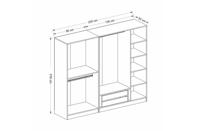 Fruitland Garderobe 225 cm - Antrasitt - Oppbevaring - Klesoppbevaring - Garderober & garderobesystem