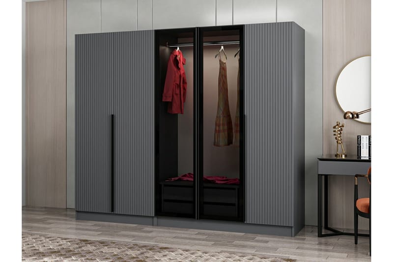 Fruitland Garderobe 225 cm - Antrasitt - Oppbevaring - Klesoppbevaring - Garderober & garderobesystem