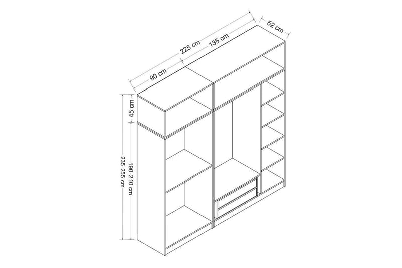 Fruitland Garderobe 225 cm - Antrasitt - Oppbevaring - Klesoppbevaring - Garderober & garderobesystem