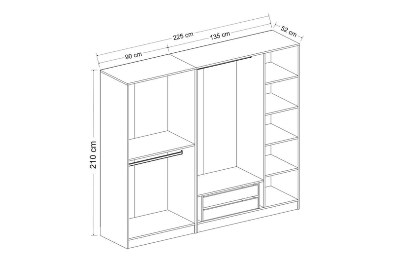 Fruitland Garderobe 225 cm - Brun - Oppbevaring - Klesoppbevaring - Garderober & garderobesystem