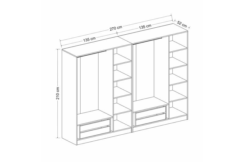 Fruitland Garderobe 225 cm - Brun - Oppbevaring - Klesoppbevaring - Garderober & garderobesystem