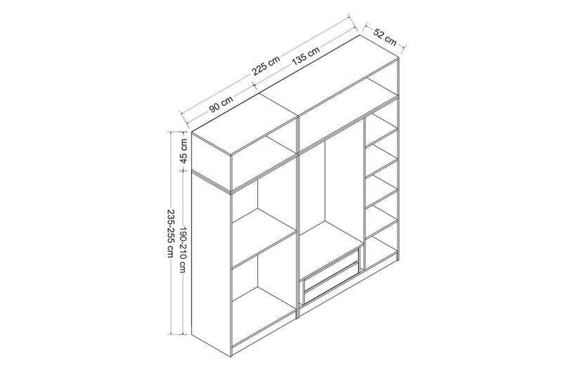 Fruitland Garderobe 225 cm - Brun - Oppbevaring - Klesoppbevaring - Garderober & garderobesystem