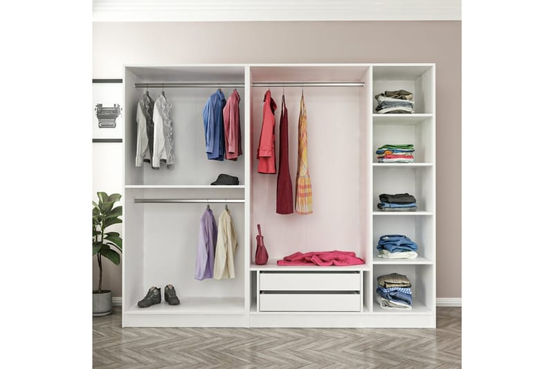 Fruitland Garderobe 225 cm - Brun/Hvit - Oppbevaring - Klesoppbevaring - Garderober & garderobesystem