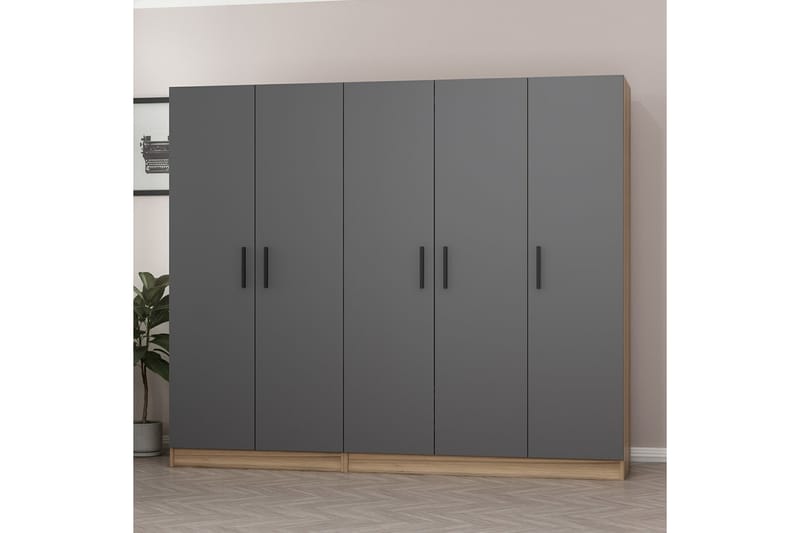 Fruitland Garderobe 225 cm - Grå/Brun - Oppbevaring - Klesoppbevaring - Garderober & garderobesystem