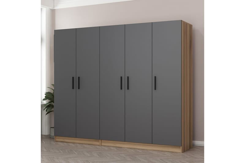 Fruitland Garderobe 225 cm - Grå/Brun - Oppbevaring - Klesoppbevaring - Garderober & garderobesystem