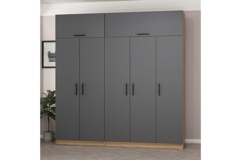 Fruitland Garderobe 225 cm - Grå/Brun - Oppbevaring - Klesoppbevaring - Garderober & garderobesystem