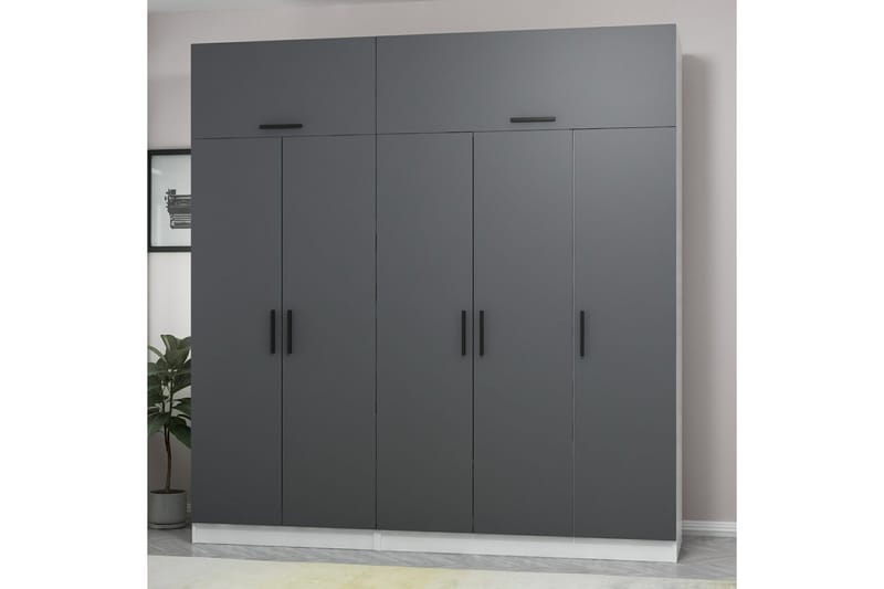 Fruitland Garderobe 225 cm - Grå/Hvit - Oppbevaring - Klesoppbevaring - Garderober & garderobesystem