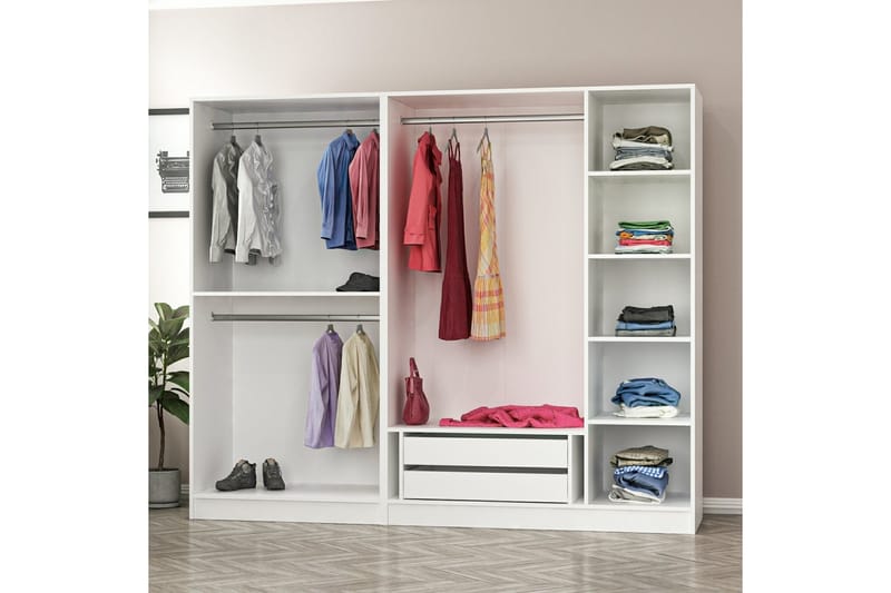 Fruitland Garderobe 225 cm - Hvit - Oppbevaring - Klesoppbevaring - Garderober & garderobesystem