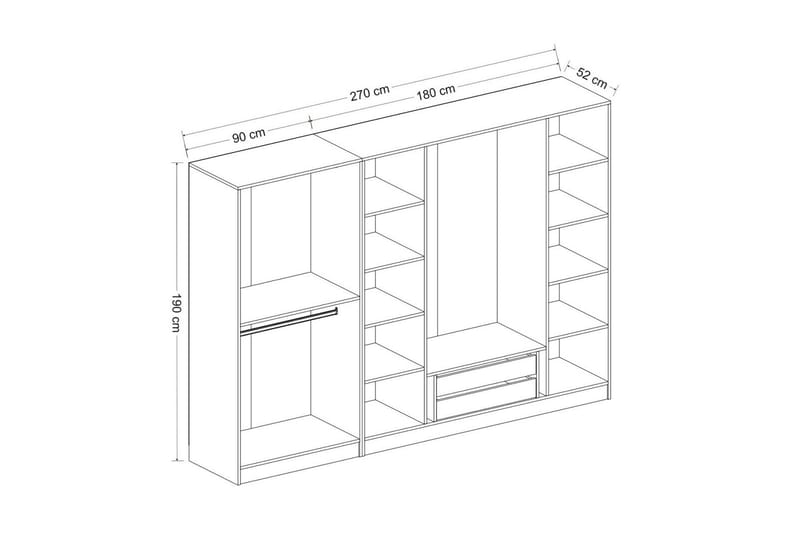 Fruitland Garderobe 225 cm - Hvit - Oppbevaring - Klesoppbevaring - Garderober & garderobesystem