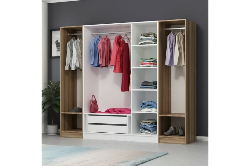 Fruitland Garderobe 225 cm - Hvit/Brun - Oppbevaring - Klesoppbevaring - Garderober & garderobesystem