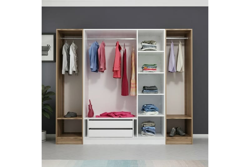 Fruitland Garderobe 225 cm - Hvit/Brun - Oppbevaring - Klesoppbevaring - Garderober & garderobesystem