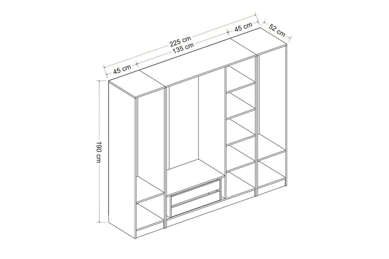 Fruitland Garderobe 225 cm - Hvit/Brun - Oppbevaring - Klesoppbevaring - Garderober & garderobesystem